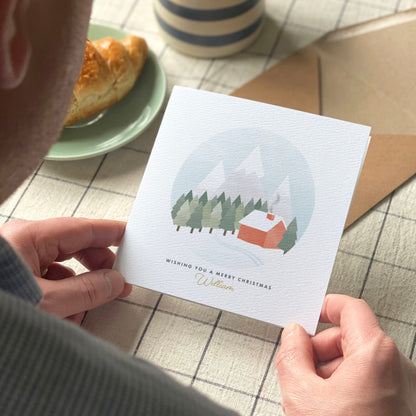Personalised Scandi Winter Scene Christmas Card