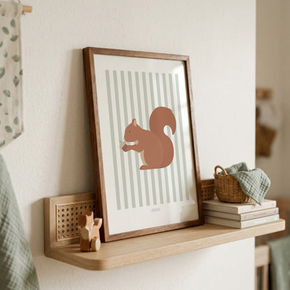 READY TO POST - A4 Striped Squirrel Print