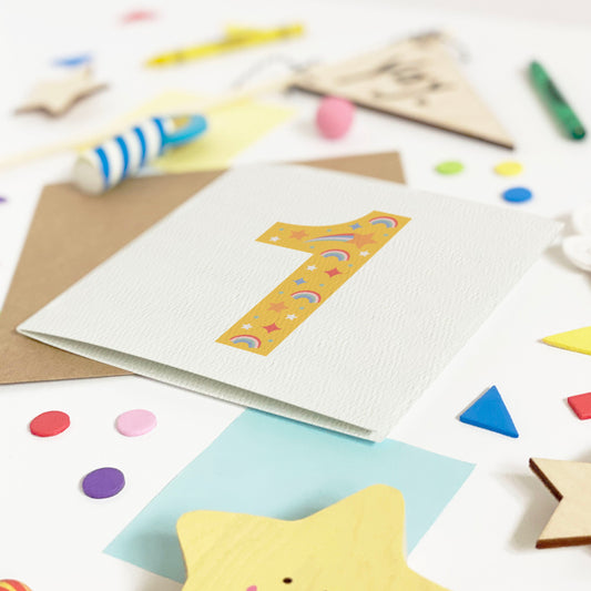 Personalised Children's Age Birthday Card - Yellow