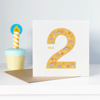 Personalised Children's Age Birthday Card - Yellow