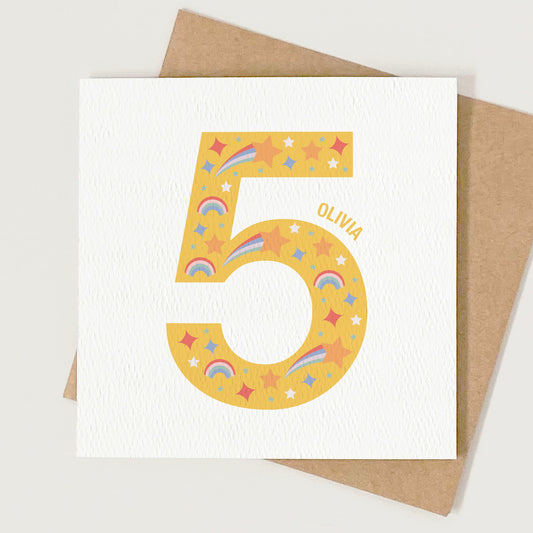 Personalised Children's Age Birthday Card - Yellow