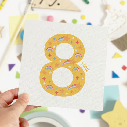 Personalised Children's Age Birthday Card - Yellow