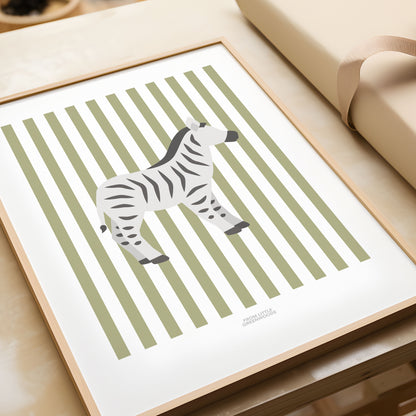 Children's Striped Zebra Print - Green