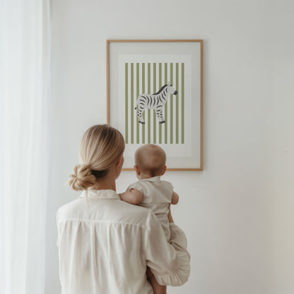 Children's Striped Zebra Print - Green