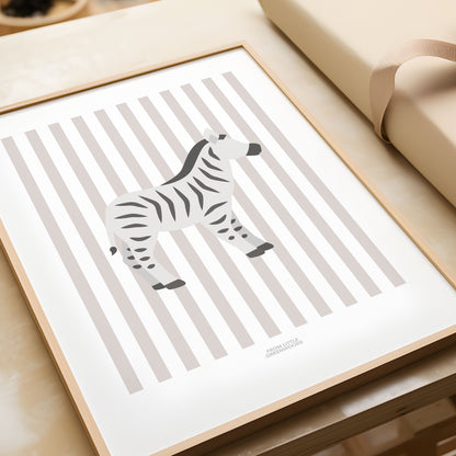 Children's Striped Zebra Print - Grey