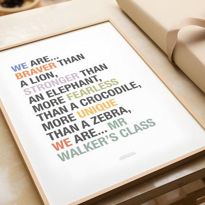 Personalised Classroom Affirmation Poster & Teacher End of Year Gift
