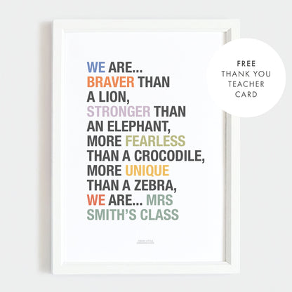 Personalised Classroom Affirmation Poster & Teacher End of Year Gift