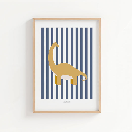 Diplodocus Print - Blue Stripes