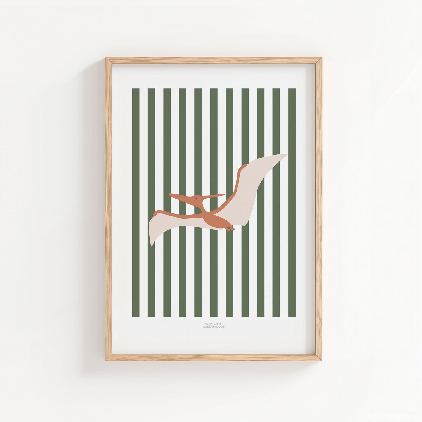 Pterodactyl Print - Green Stripes