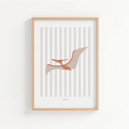 Pterodactyl Print - Grey Stripes