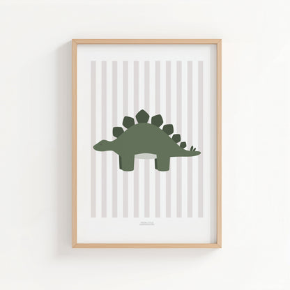 Stegosaurus Print - Grey Stripes