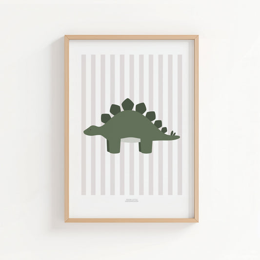 Stegosaurus Print - Grey Stripes
