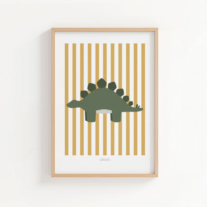 Stegosaurus Print - Yellow Stripes