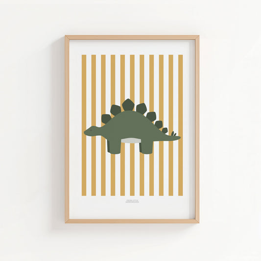 Stegosaurus Print - Yellow Stripes