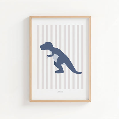 T-Rex Print - Grey Stripes