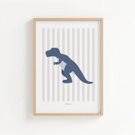 T-Rex Print - Grey Stripes